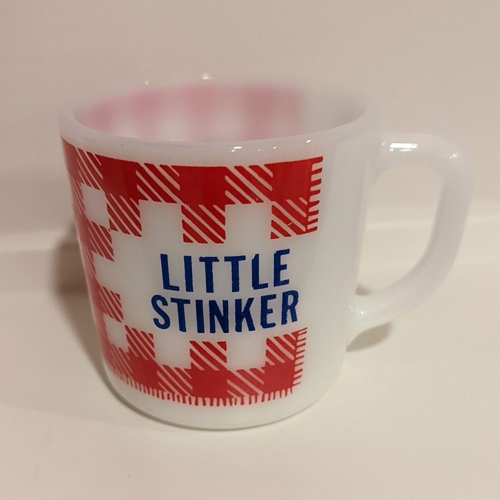 Red and White Checkered Mug Vintage child's mug